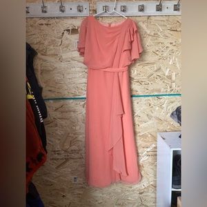 Azazie floor length chiffon bridesmaid dress with ruffle